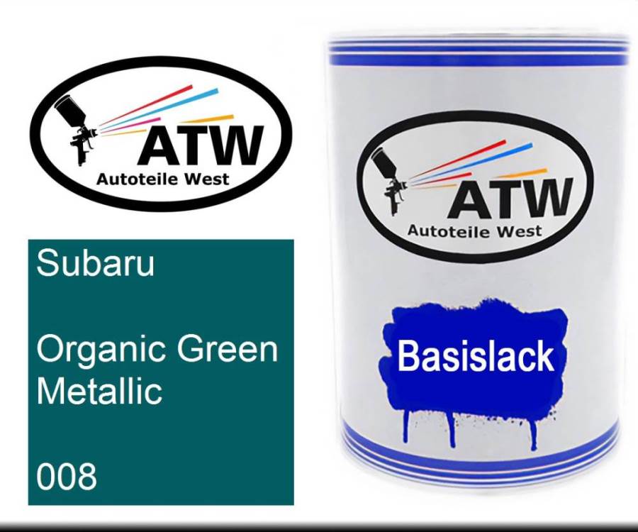 Subaru, Organic Green Metallic, 008: 500ml Lackdose, von ATW Autoteile West.